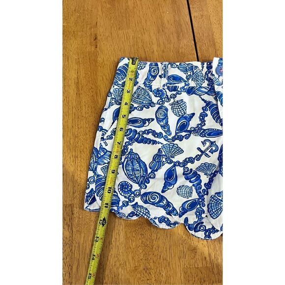 LILLY PULITZER BLUE SEA SHELL SCALLOPED TRIM SHORTS WOMENS SIZE 00 - Picture 4 of 9